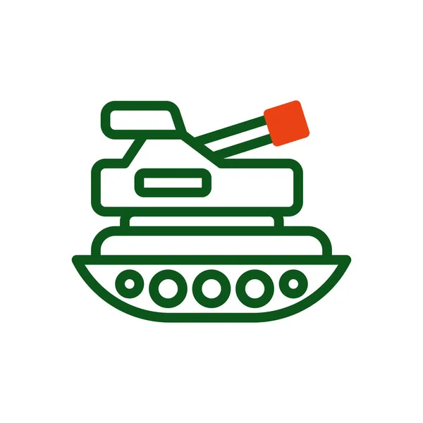Tank Ikonu Duotone Yeşil Turuncu Renkli Askeri Vektör Ordu Elementi — Stok Vektör