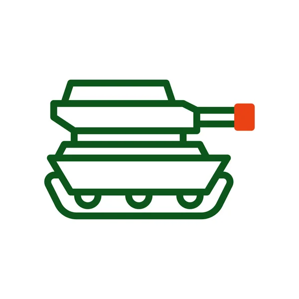 坦克图标双色绿色橙色军队元素和符号完美 — 图库矢量图片