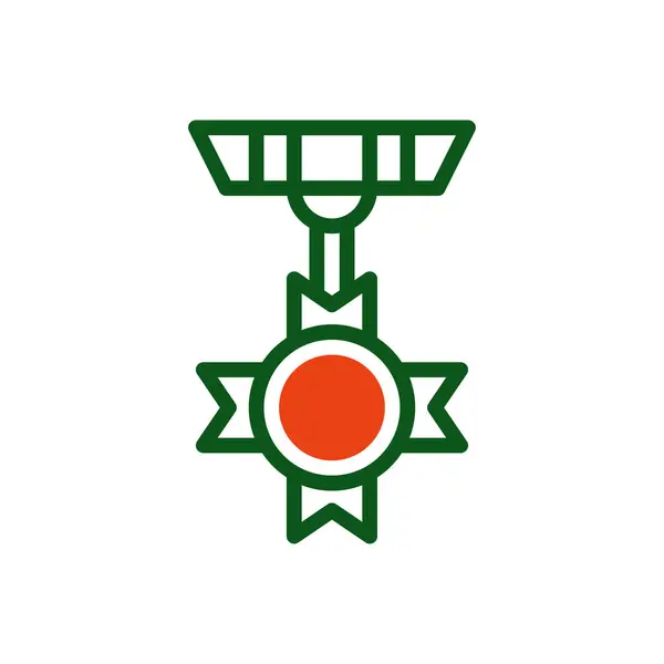 Medaglia Icona Duotone Verde Arancio Colore Militare Vettore Esercito Elemento — Vettoriale Stock