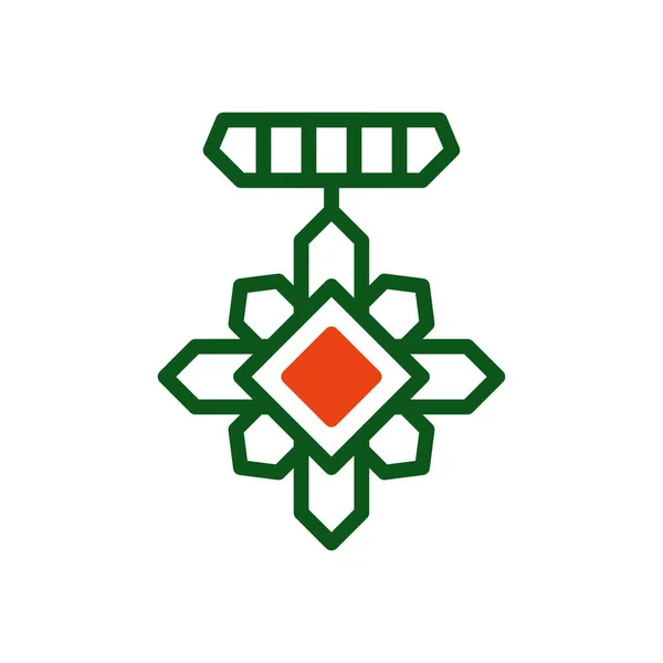 Медаль Икона Дуотон Зеленого Оранжевого Цвета Военный Векторный Армейский Элемент — стоковый вектор