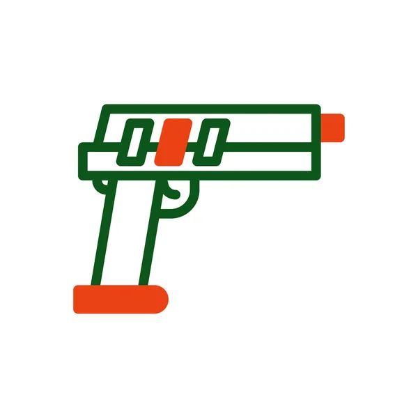 Иконка Пистолета Дуотон Зеленого Оранжевого Цвета Военный Векторный Армейский Элемент — стоковый вектор