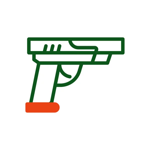 Иконка Пистолета Дуотон Зеленого Оранжевого Цвета Военный Векторный Армейский Элемент — стоковый вектор