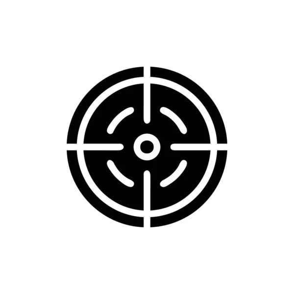 Cílová Ikona Plná Černá Barva Vojenský Vektor Armádní Prvek Symbol — Stockový vektor
