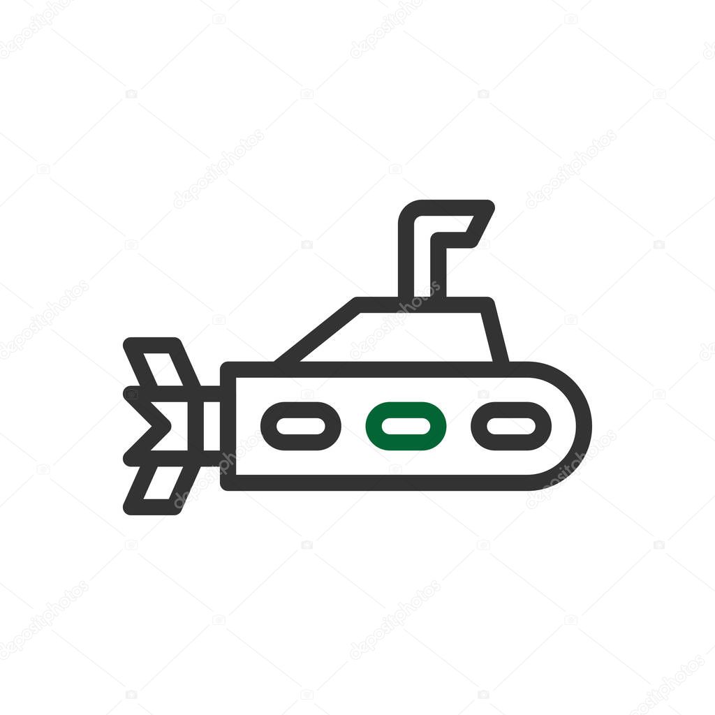 Submarine icon duocolor grey green colour military vector army element and symbol perfect.