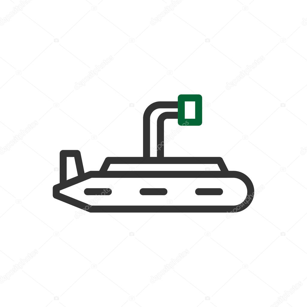 Submarine icon duocolor grey green colour military vector army element and symbol perfect.