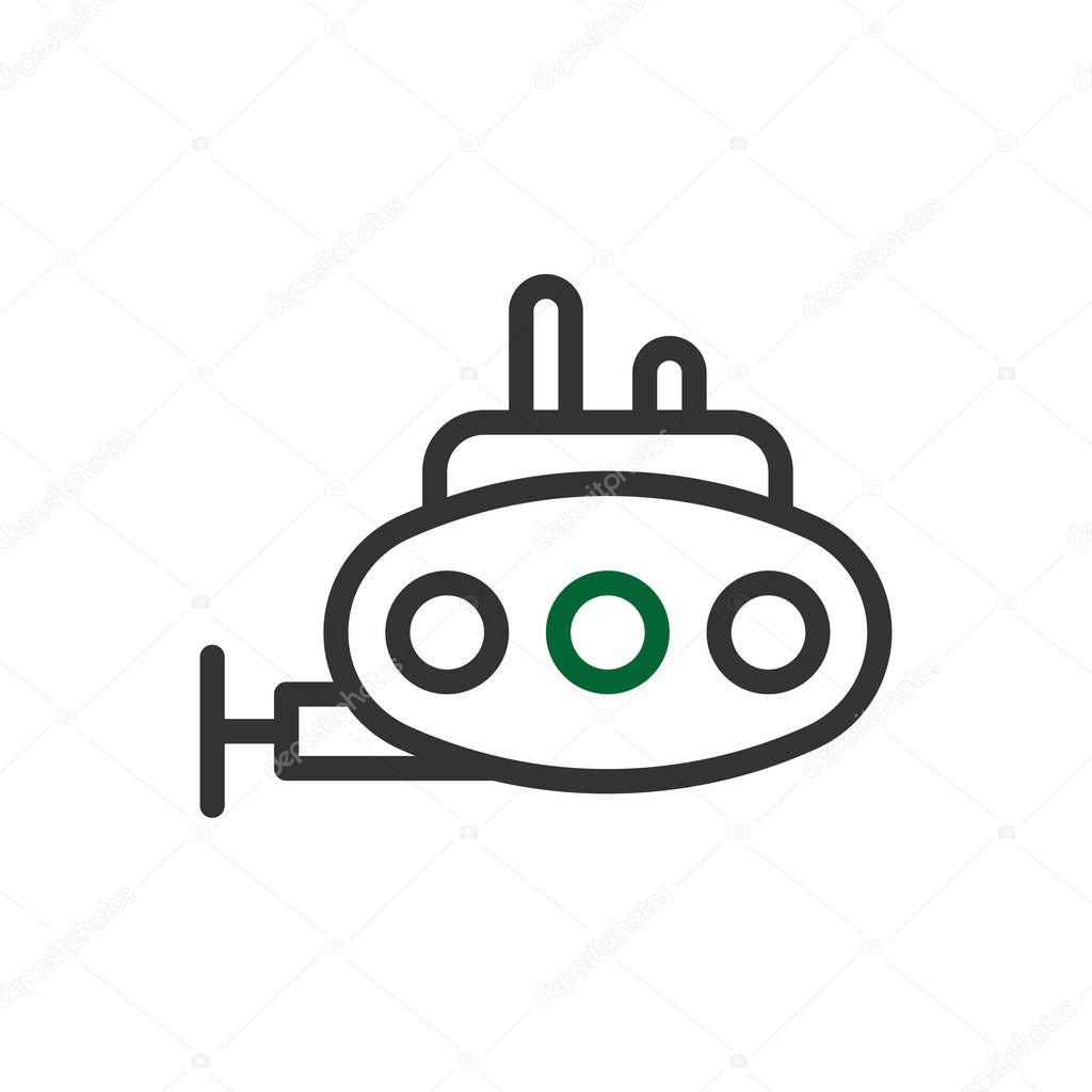 Submarine icon duocolor grey green colour military vector army element and symbol perfect.