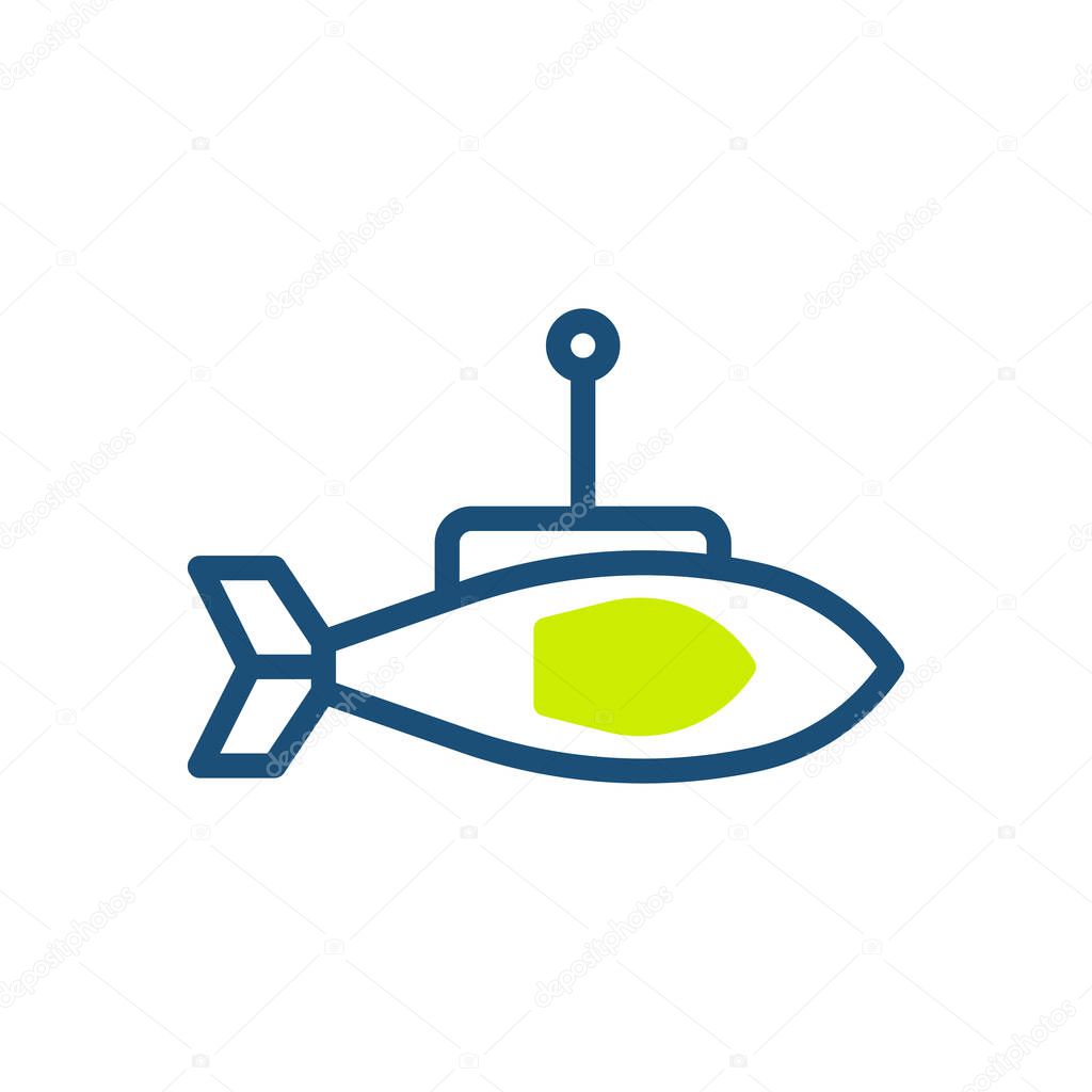 Submarine icon duotone green blue colour military vector army element and symbol perfect.