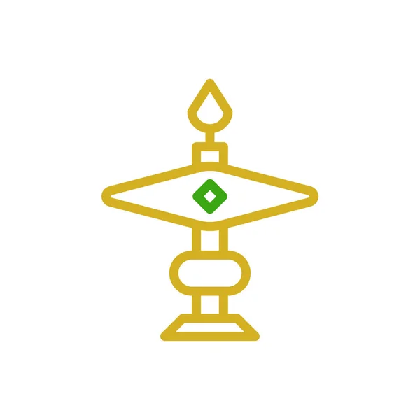 Kerze Symbol Duocolor Grün Gelb Farbe Chinesisch Neujahr Vektorelement Und — Stockvektor