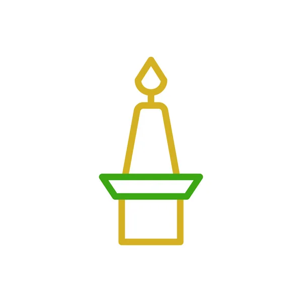 Свеча Иконка Двенадцатицветный Зеленый Желтый Цвет Китайский Новый Год Векторный — стоковый вектор