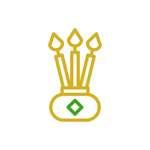 Свічка Значок Дуоколор Зелений Жовтий Колір Китайський Новий Рік Векторний — стоковий вектор