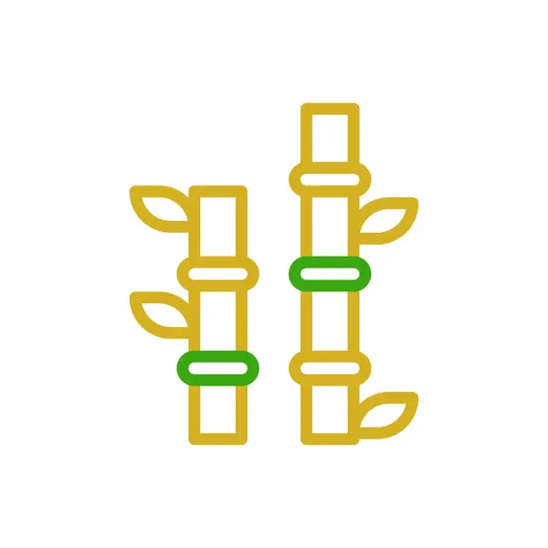 Бамбукова Ікона Дуоколор Зелений Жовтий Колір Китайський Новий Рік Векторний — стоковий вектор
