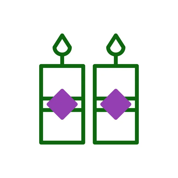 Свічка Значок Дуотон Зелений Фіолетовий Колір Китайський Новий Рік Векторний — стоковий вектор