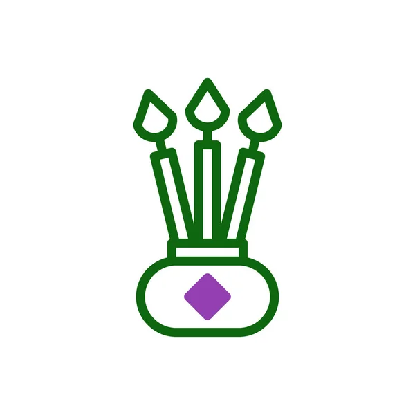 Свеча Икона Дуотон Зеленый Фиолетовый Цвет Китайский Новый Год Векторный — стоковый вектор
