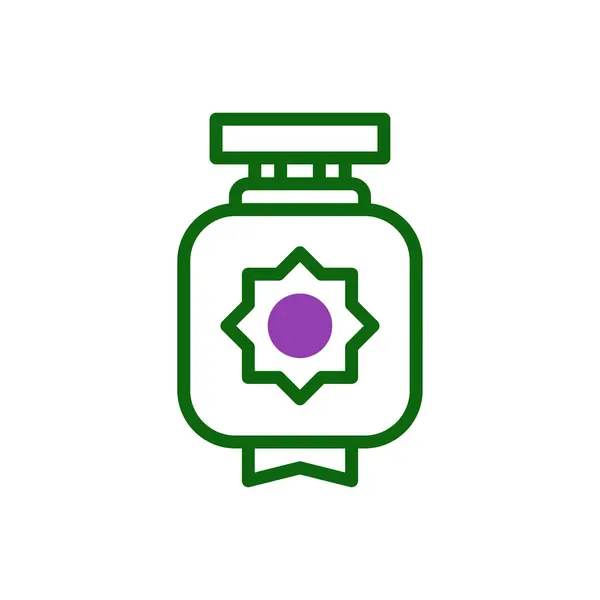 Icono Linterna Duotone Verde Púrpura Color Chino Nuevo Elemento Vector — Vector de stock