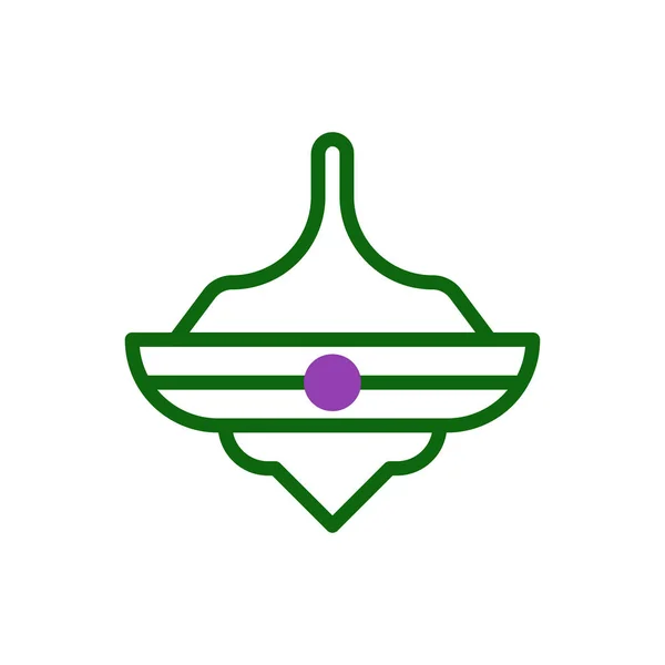 Прялка Значок Дуотон Зеленый Фиолетовый Цвет Китайский Новый Год Векторный — стоковый вектор