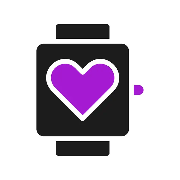 Smartwatch Icono Sólido Púrpura Negro Deporte Ilustración Vector Elemento Símbolo — Vector de stock