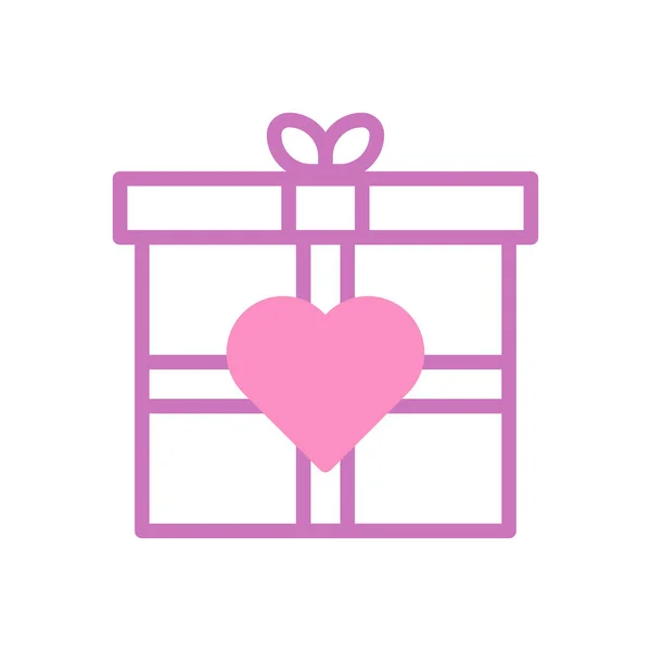 Gift Love Icon Duotone Purple Pink Style Valentine Illustration Vector — Stock Vector