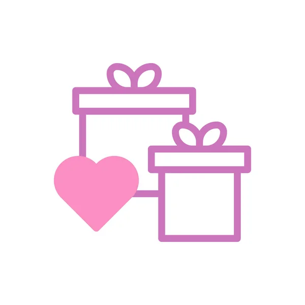 礼物爱情图标双酮紫色粉红风格情人节插图矢量元素和符号完美 — 图库矢量图片