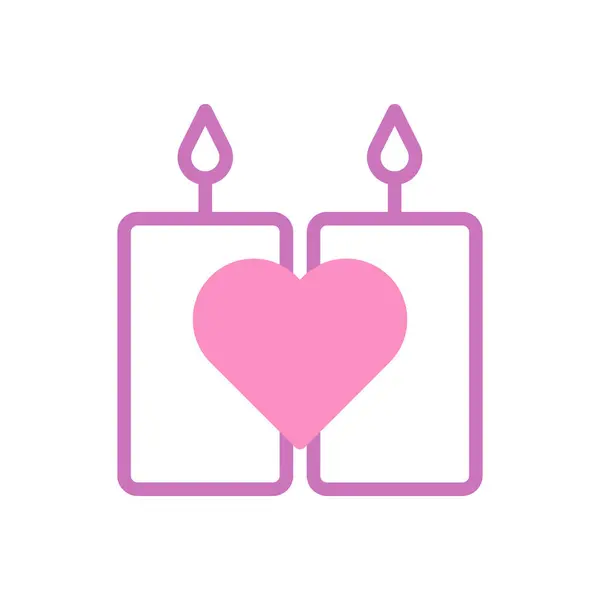 キャンドルラブアイコンデュオトーンパープルピンクスタイルバレンタインイラストレーションベクターエレメントとシンボル完璧 — ストックベクタ