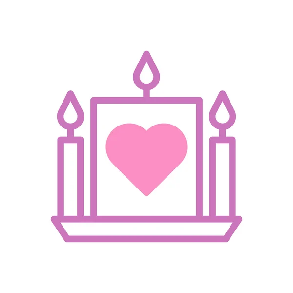 Svíčka Láska Ikona Duotone Fialová Růžová Styl Valentine Ilustrační Vektorový — Stockový vektor