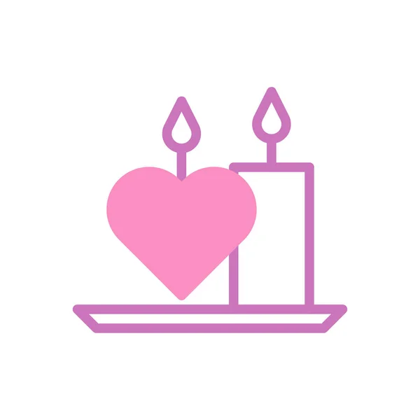 Lumânare Dragoste Pictogramă Duotone Violet Roz Stil Valentine Ilustrare Element — Vector de stoc