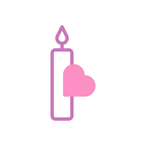 Свічка Любові Значок Дуотон Фіолетовий Рожевий Стиль Валентина Ілюстрація Векторний — стоковий вектор