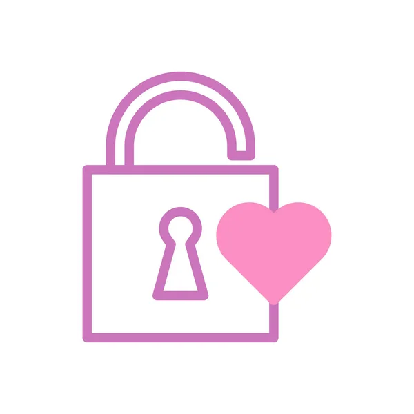 Padlock Láska Ikona Duotone Fialová Růžová Styl Valentine Ilustrační Vektorový — Stockový vektor