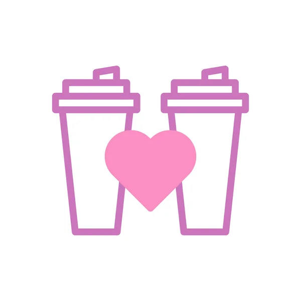 Cup Love Icon Duotone Фіолетовий Рожевий Стиль Валентина Ілюстрація Векторний — стоковий вектор