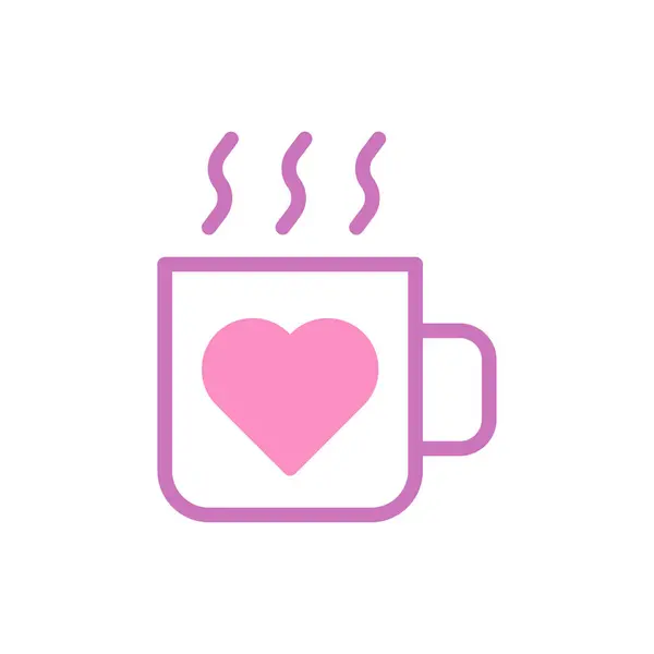 Cup Love Icon Duotone Фіолетовий Рожевий Стиль Валентина Ілюстрація Векторний — стоковий вектор