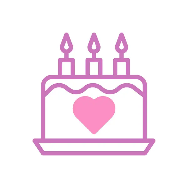 蛋糕爱情图标双酮紫色粉红风格情人节插图矢量元素和符号完美 — 图库矢量图片