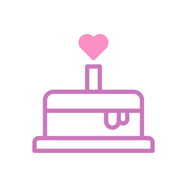 ケーキ愛アイコンデュオトーンパープルピンクスタイルバレンタインイラストレーションベクターエレメントとシンボル完璧 — ストックベクタ
