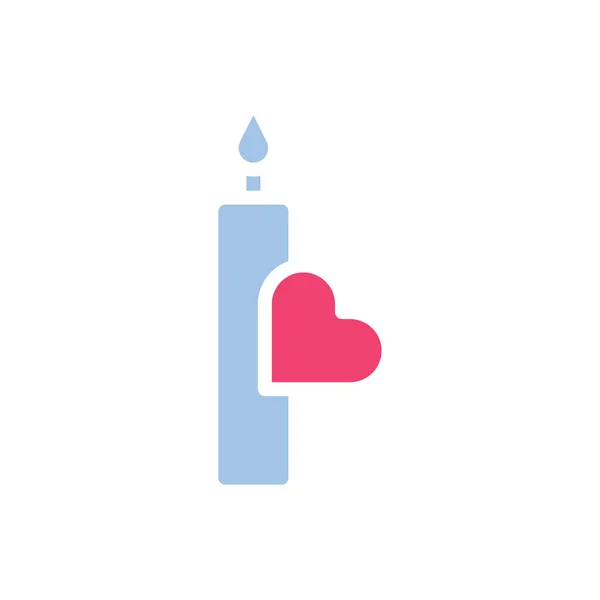 Bougie Icône Amour Solide Bleu Rose Style Valentine Illustration Vectoriel — Image vectorielle