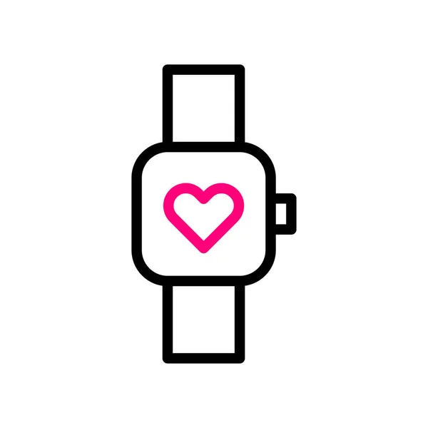 Smartwatch Love Icon Duocolor Negro Rosa Estilo Valentine Ilustración Vector — Vector de stock
