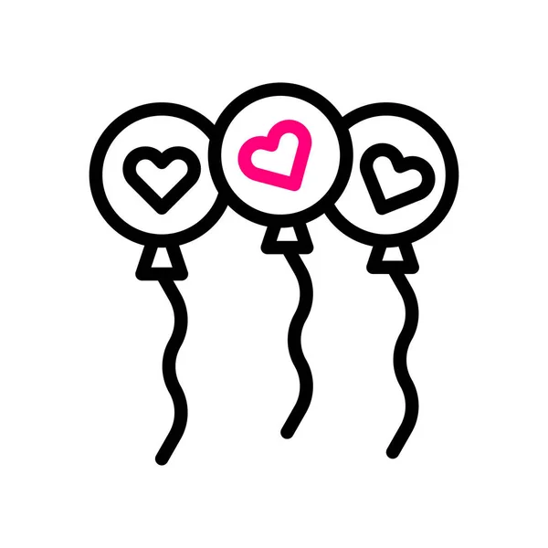 Balloon Love Icon Duocolor Black Pink Style Valentine Illustration Vector — Stock Vector