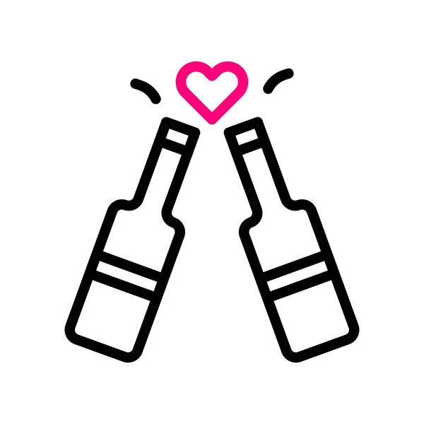 Anggur Ikon Cinta Duocolor Hitam Merah Muda Gaya Valentine Gambar - Stok Vektor