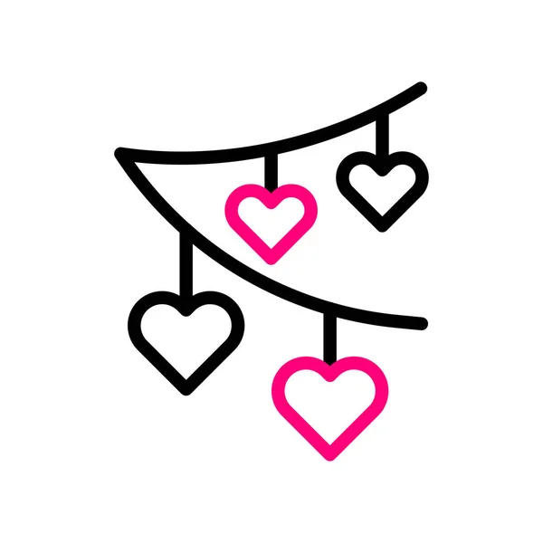 Dekoráció Szerelem Ikon Duocolor Fekete Rózsaszín Stílusú Valentin Illusztráció Vektor — Stock Vector