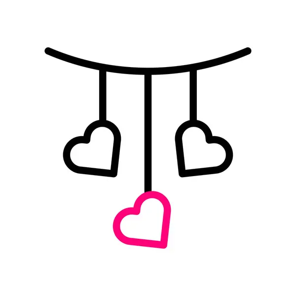 装饰爱情图标双色黑色粉红风格情人节插图矢量元素和符号完美 — 图库矢量图片
