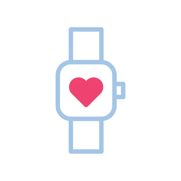 Smartwatch Love Icon Duotone Azul Rosa Estilo Valentine Ilustración Vector — Vector de stock