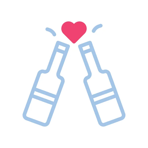 Anggur Cinta Ikon Duotone Biru Gaya Merah Muda Valentine Gambar - Stok Vektor
