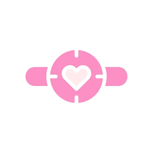Smartwatch Love Icon Solido Rosa Bianco Stile Valentino Illustrazione Elemento — Vettoriale Stock