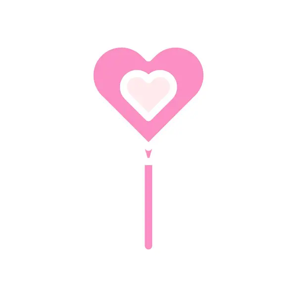 Ballon Amour Icône Solide Rose Blanc Style Valentine Illustration Vectoriel — Image vectorielle