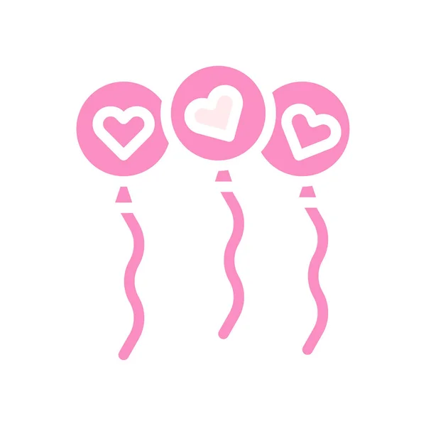 Balloon Love Icon Solid Pink White Style Valentine Illustration Vector — Stock Vector