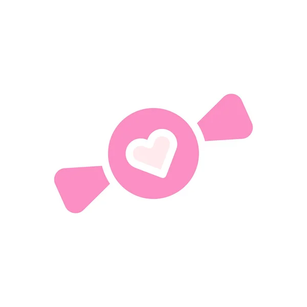 Цукерки Любов Значок Суцільний Рожевий Білий Стиль Валентин Ілюстрація Векторний — стоковий вектор