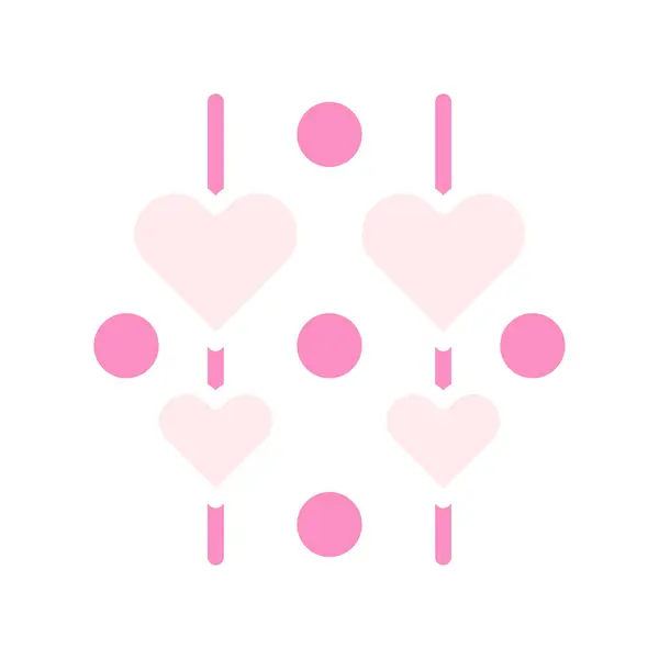 Décoration Icône Amour Solide Rose Blanc Style Valentine Illustration Vectoriel — Image vectorielle
