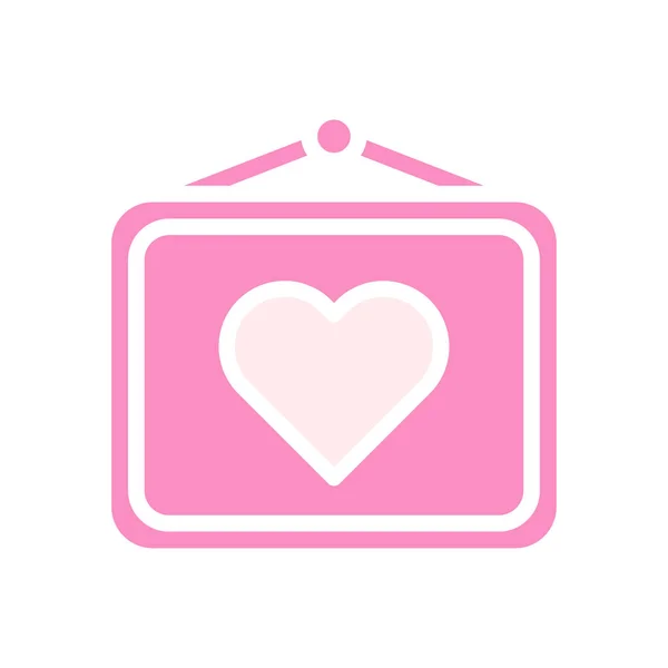 Icono Amor Imagen Sólido Rosa Estilo Blanco Valentine Ilustración Vector — Vector de stock