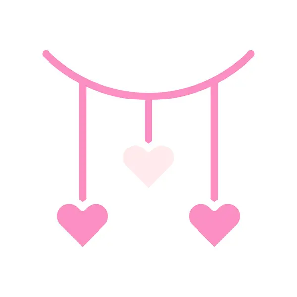 Decorazione Amore Icona Solido Rosa Bianco Stile Valentino Illustrazione Elemento — Vettoriale Stock