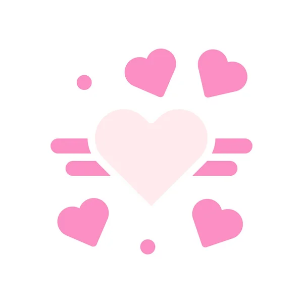 Decoration Love Icon Solid Pink White Style Valentine Illustration Vector — Stock Vector
