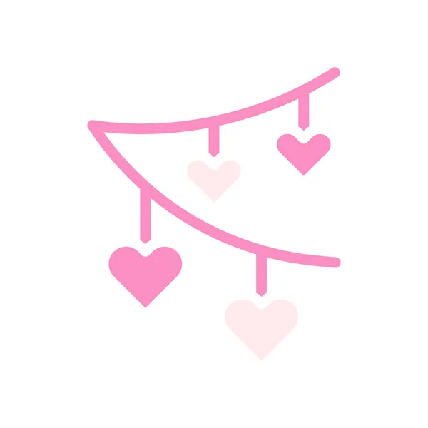 Decoração Amor Ícone Sólido Rosa Branco Estilo Valentine Ilustração Vetor —  Vetores de Stock
