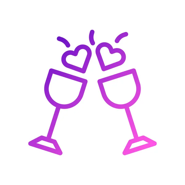 Wine Love Icon Gradient Purple Pink Style Valentine Illustration Vector — Stock Vector