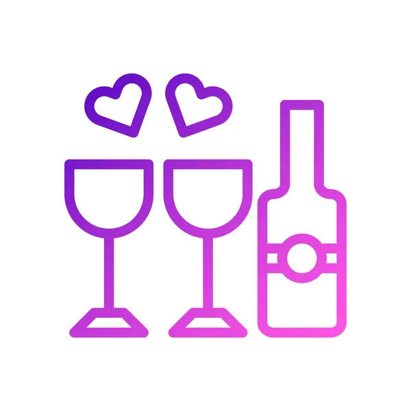 Vino Amor Icono Gradiente Púrpura Rosa Estilo San Valentín Ilustración — Vector de stock